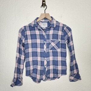 Rails Hunter Button Down Blouse in Indigo Berry Blue Pink Women's Size XS